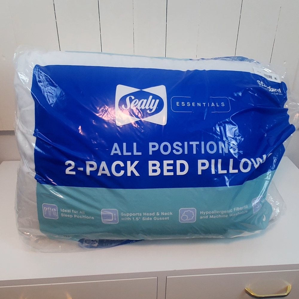 Sealy Essentials All Positions 2-Pack Queen Bed Pillows - White - Picture 2 of 6
